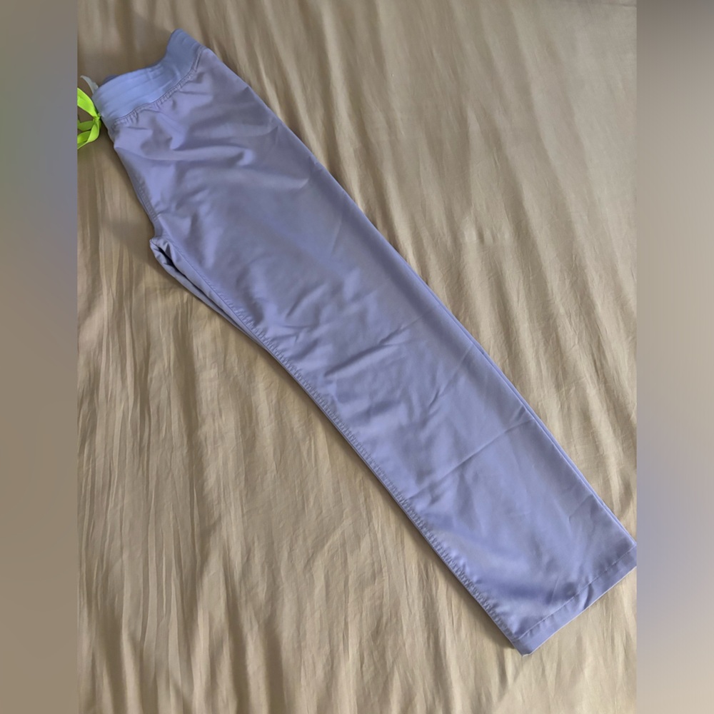 Figs Lavender Scrub Pants with Neon Green Drawstring